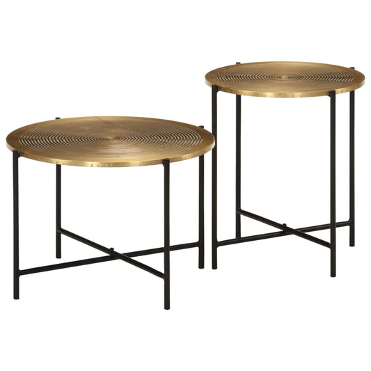 Coffee Tables 2 pcs Brass and Black Metal