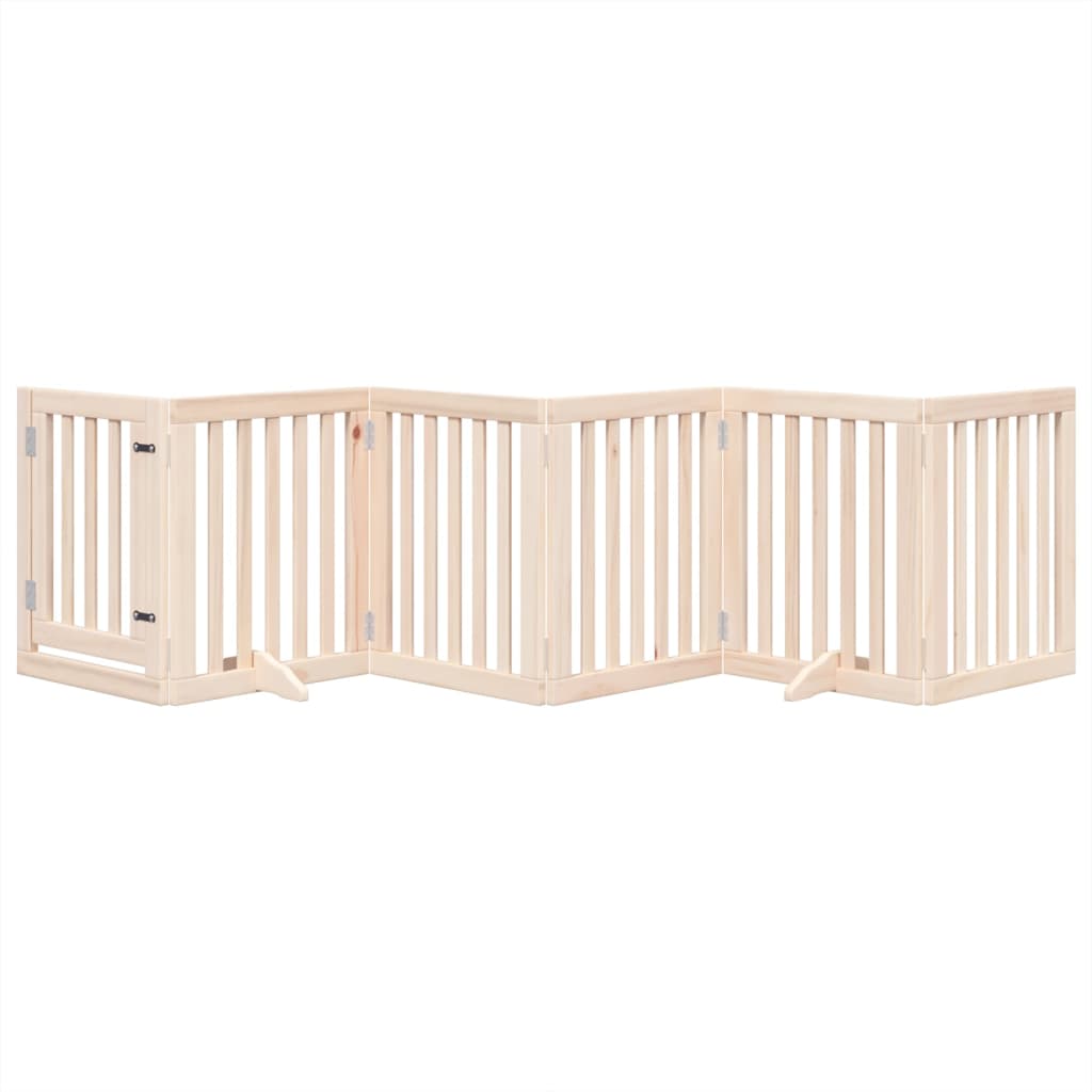 Dog Gate with Door Foldable 6 Panels 300 cm Poplar Wood