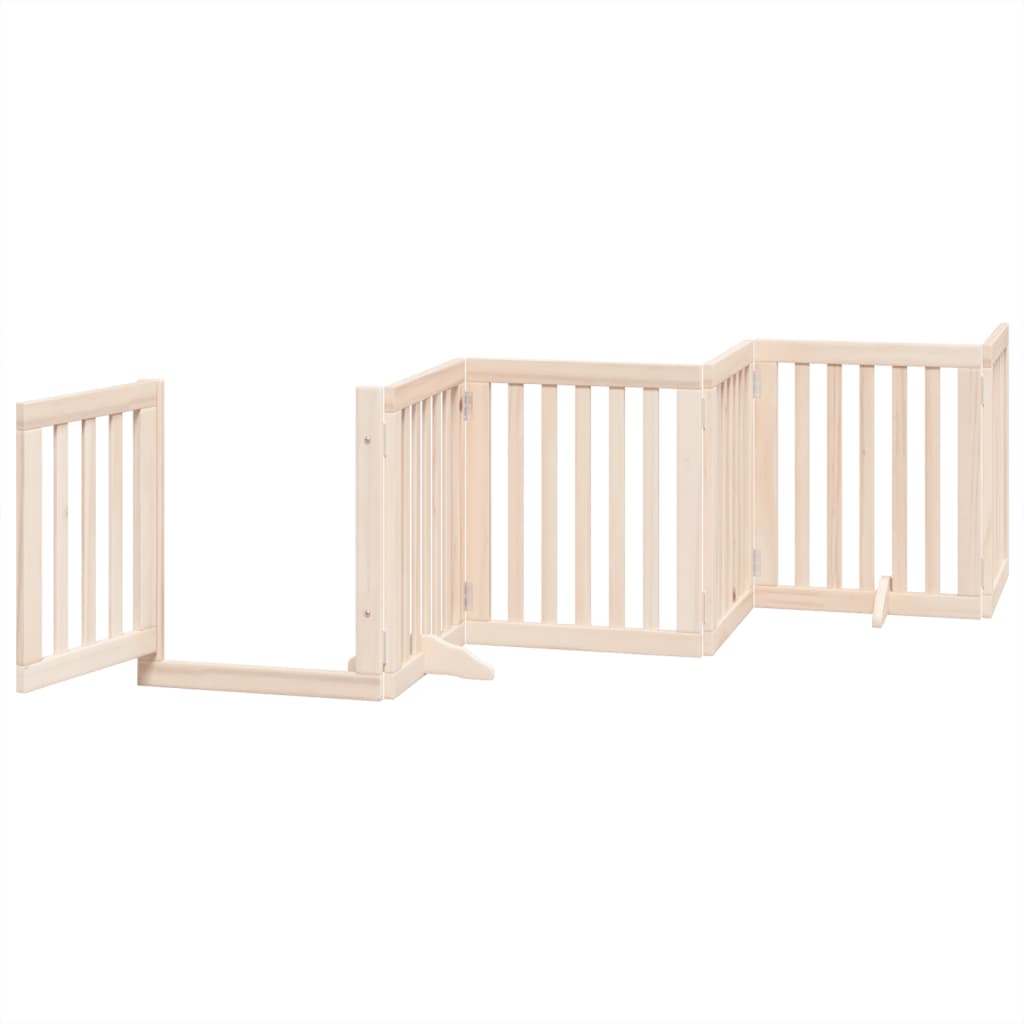 Dog Gate with Door Foldable 6 Panels 300 cm Poplar Wood