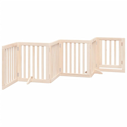 Dog Gate with Door Foldable 6 Panels 300 cm Poplar Wood