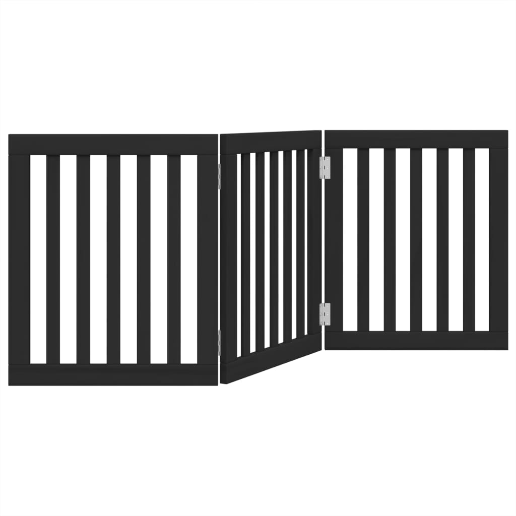 Dog Gate Foldable 3 Panels Black 150 cm Poplar Wood