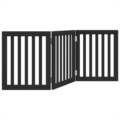 Dog Gate Foldable 3 Panels Black 150 cm Poplar Wood