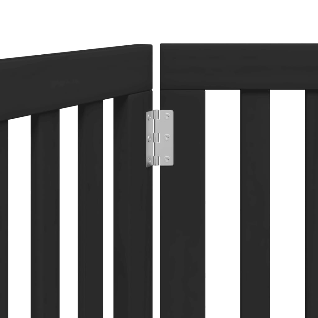 Dog Gate Foldable 3 Panels Black 150 cm Poplar Wood