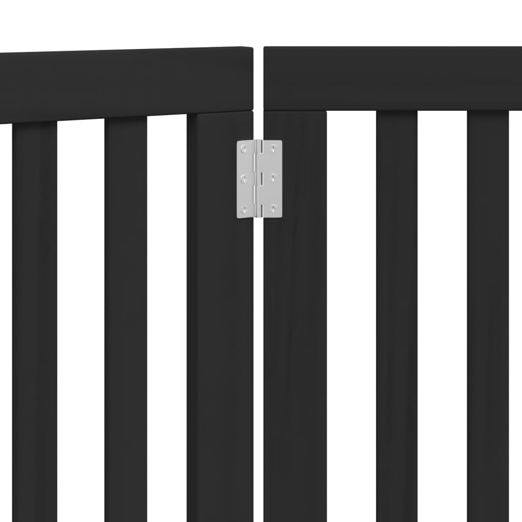 Dog Gate Foldable 3 Panels Black 150 cm Poplar Wood