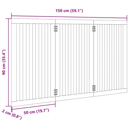 Dog Gate Foldable 3 Panels Black 150 cm Poplar Wood