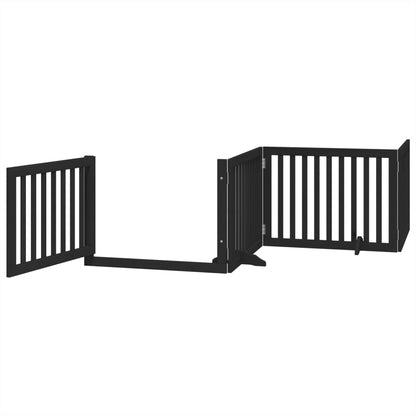 Dog Gate with Door Foldable 4 Panels Black 320 cm Poplar Wood