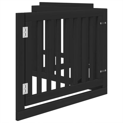 Dog Gate with Door Foldable 4 Panels Black 320 cm Poplar Wood