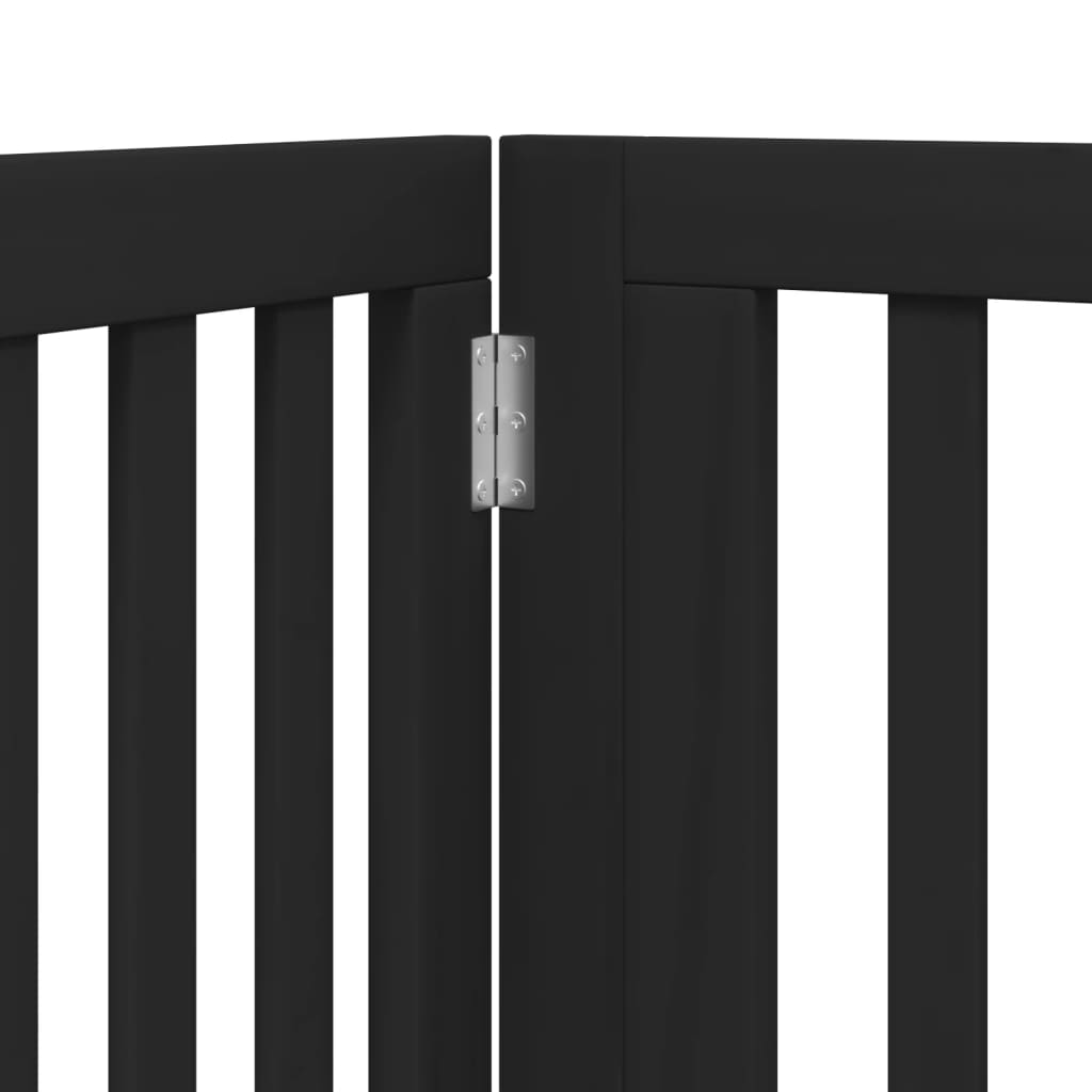 Dog Gate with Door Foldable 4 Panels Black 320 cm Poplar Wood