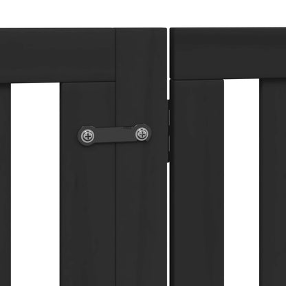 Dog Gate with Door Foldable 4 Panels Black 320 cm Poplar Wood