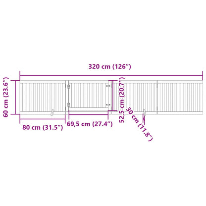 Dog Gate with Door Foldable 4 Panels Black 320 cm Poplar Wood