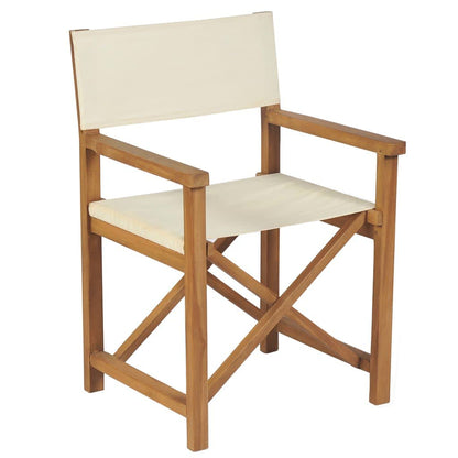 Folding Director's Chairs 2 pcs Cream Solid Wood Teak