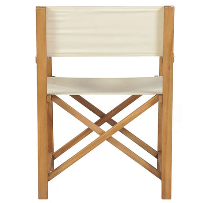 Folding Director's Chairs 2 pcs Cream Solid Wood Teak