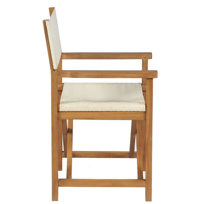 Folding Director's Chairs 2 pcs Cream Solid Wood Teak