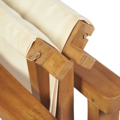 Folding Director's Chairs 2 pcs Cream Solid Wood Teak