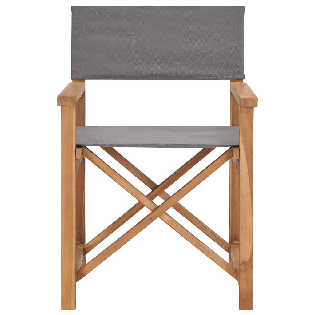 Folding Director's Chairs 2 pcs Grey Solid Wood Teak