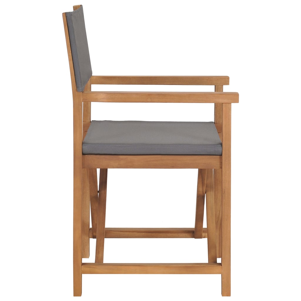 Folding Director's Chairs 2 pcs Grey Solid Wood Teak