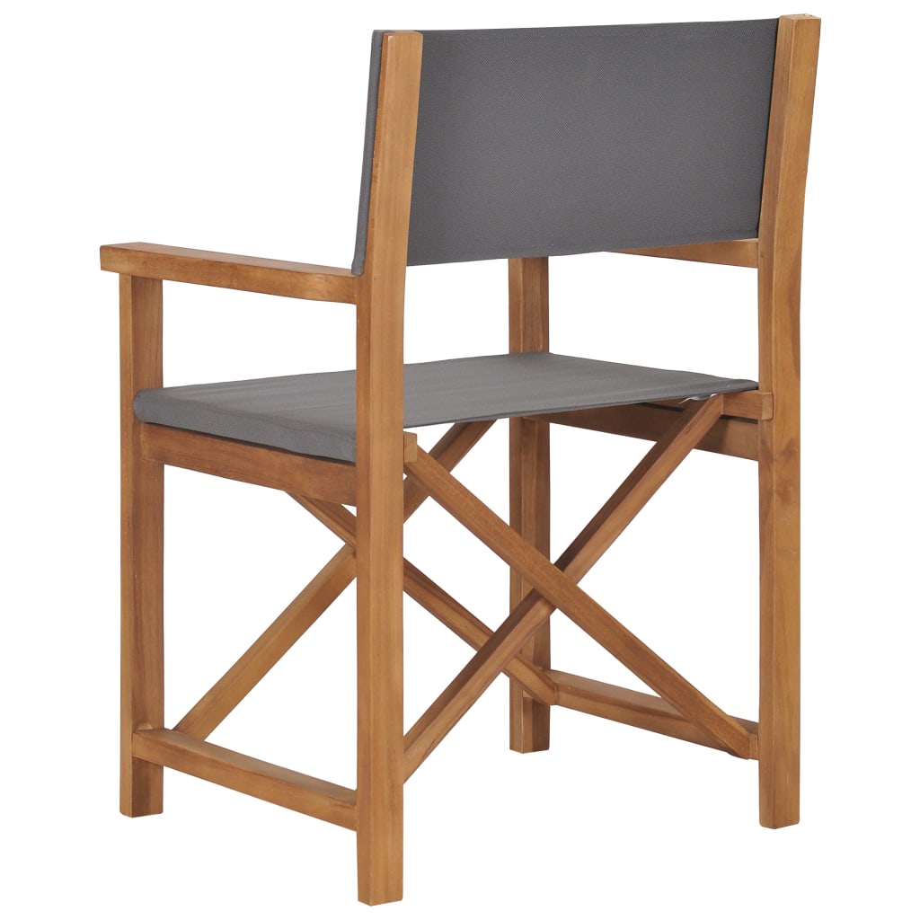 Folding Director's Chairs 2 pcs Grey Solid Wood Teak