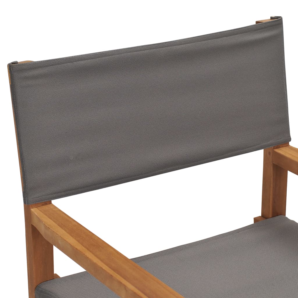 Folding Director's Chairs 2 pcs Grey Solid Wood Teak