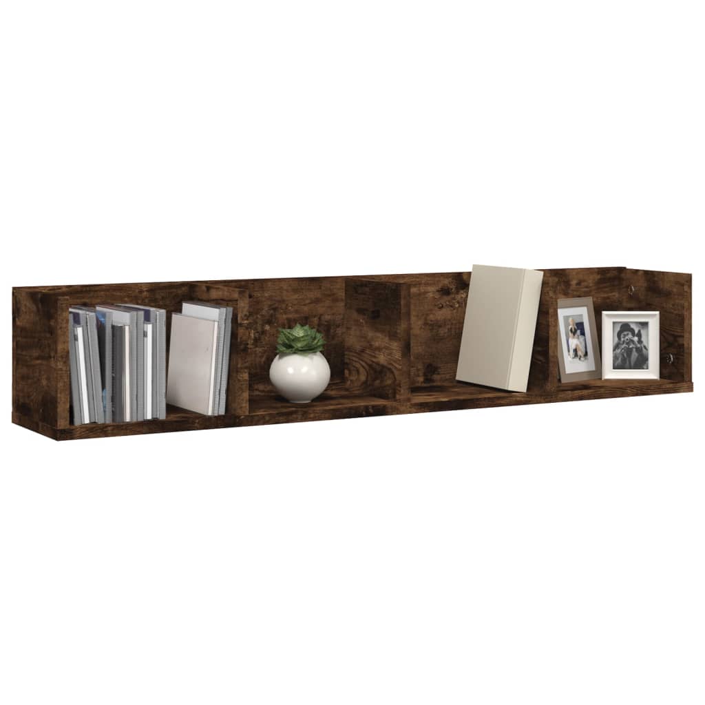 CD Wall Shelf Smoked Oak 100x18x18 cm Engineered Wood