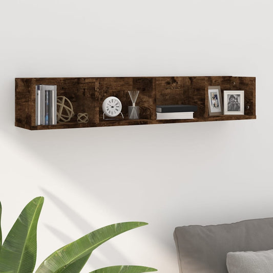 CD Wall Shelf Smoked Oak 100x18x18 cm Engineered Wood