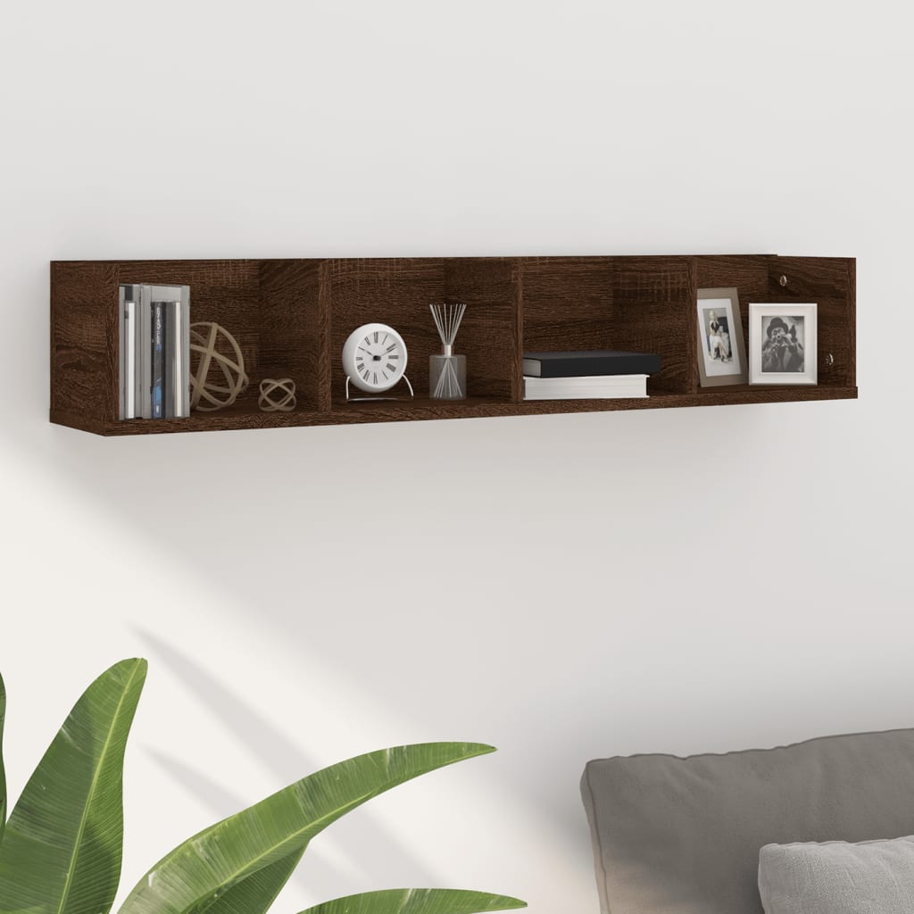 CD Wall Shelf Brown Oak 100x18x18 cm Engineered Wood