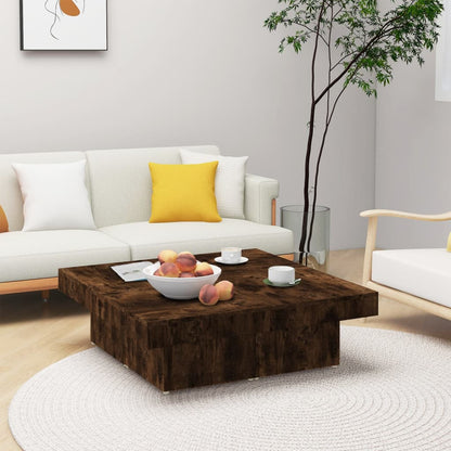 Coffee Table Smoked Oak 90x90x28 cm Engineered Wood