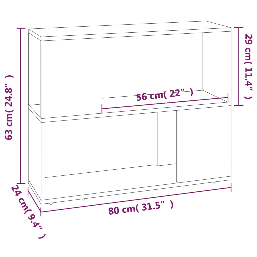 Book Cabinet/Room Divider Brown Oak 80x24x63 cm