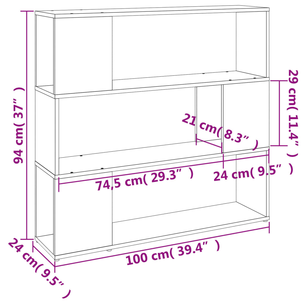 Book Cabinet/Room Divider Smoked Oak 100x24x94 cm