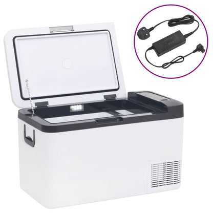 Cool Box with Handle and Adapter Black and White 18 L PP & PE