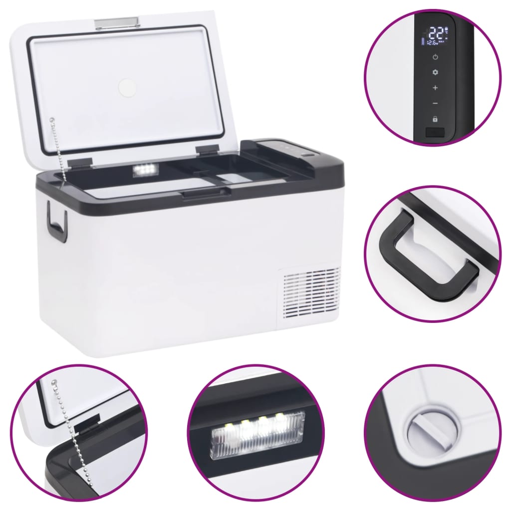 Cool Box with Handle and Adapter Black and White 18 L PP & PE