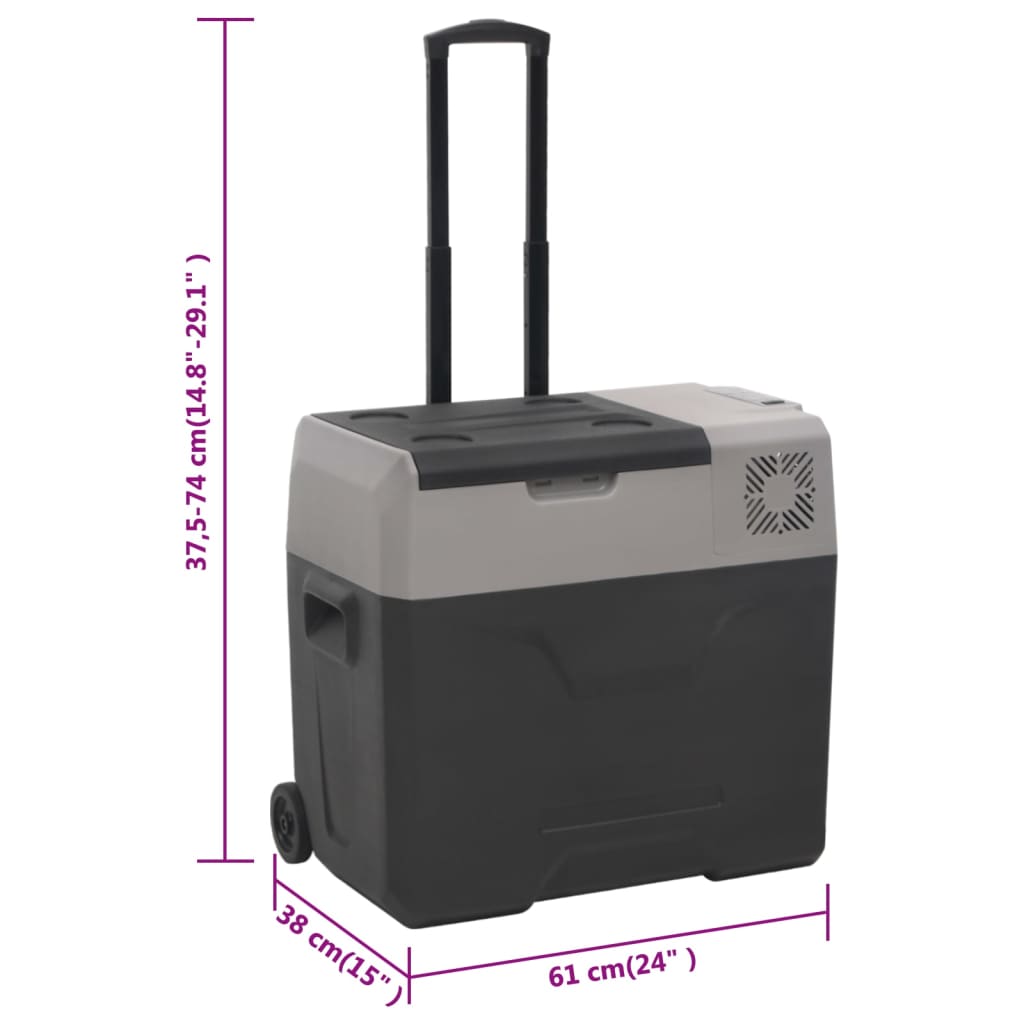 Cool Box with Wheel and Handle Black&Grey 30 L Polypropylene