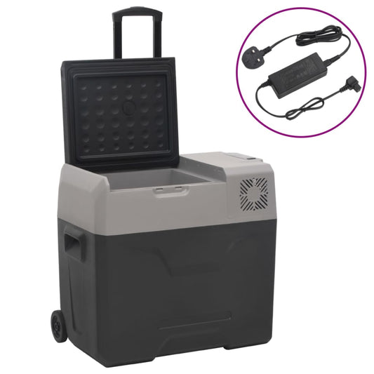 Cool Box with Wheel and Adapter Black&Grey 30 L Polypropylene