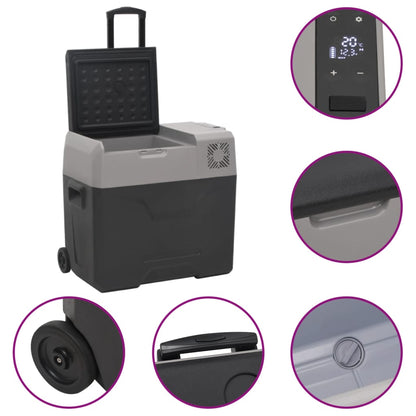 Cool Box with Wheel and Handle Black&Grey 40 L Polypropylene