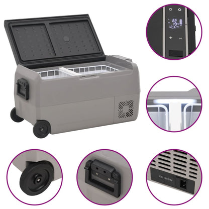 Cool Box with Wheel and Adapter Black & Grey 60 L PP & PE