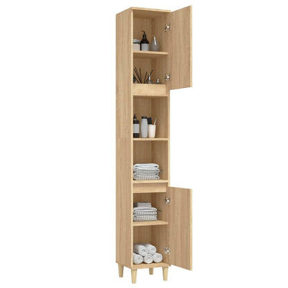 Bathroom Cabinet Sonoma Oak 30x30x190 cm Engineered Wood