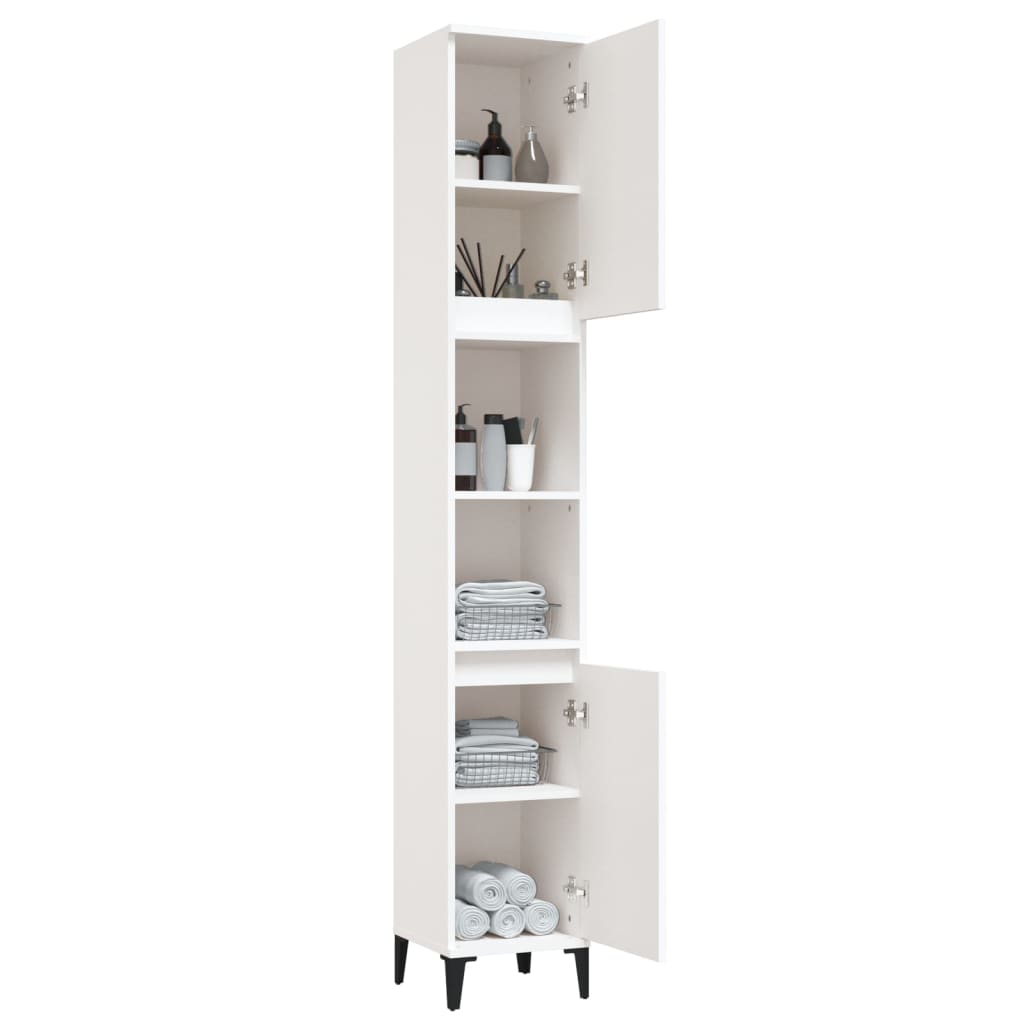 Bathroom Cabinet White 30x30x190 cm Engineered Wood