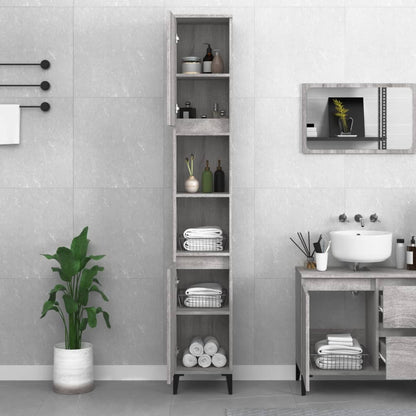 Bathroom Cabinet Grey Sonoma 30x30x190 cm Engineered Wood