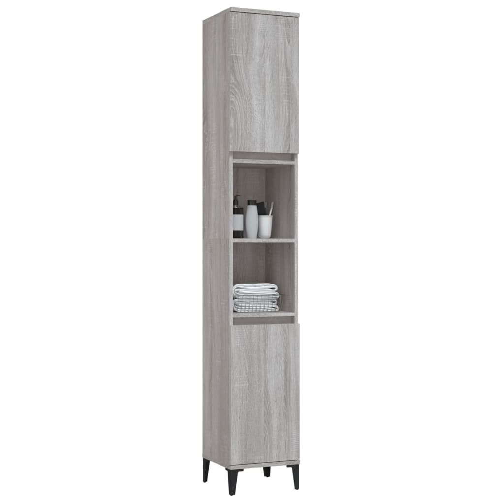 Bathroom Cabinet Grey Sonoma 30x30x190 cm Engineered Wood