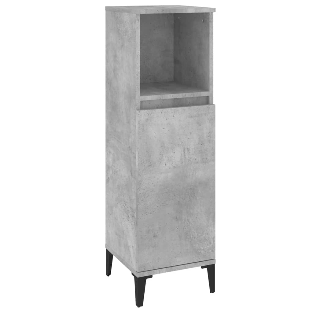 Bathroom Cabinet Concrete Grey 30x30x100 cm Engineered Wood