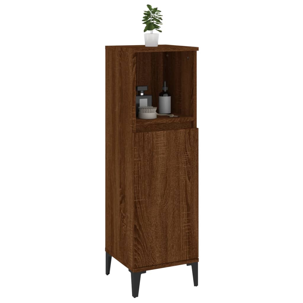 Bathroom Cabinet Brown Oak 30x30x100 cm Engineered Wood