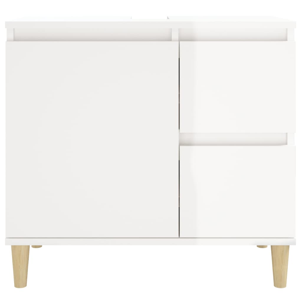 Bathroom Cabinet High Gloss White 65x33x60 cm Engineered Wood