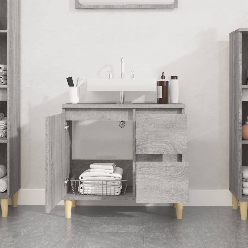 Bathroom Cabinet Grey Sonoma 65x33x60 cm Engineered Wood