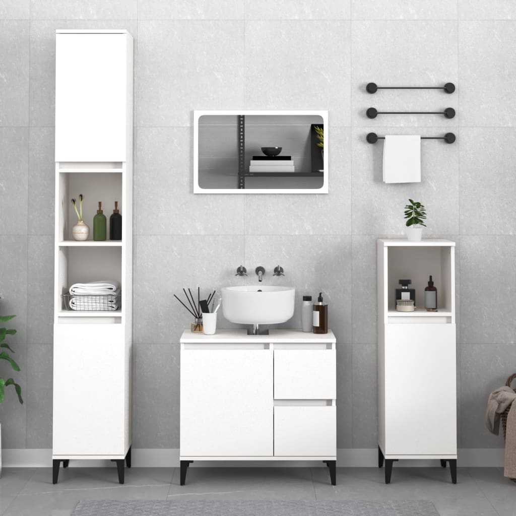 Bathroom Cabinet White 65x33x60 cm Engineered Wood