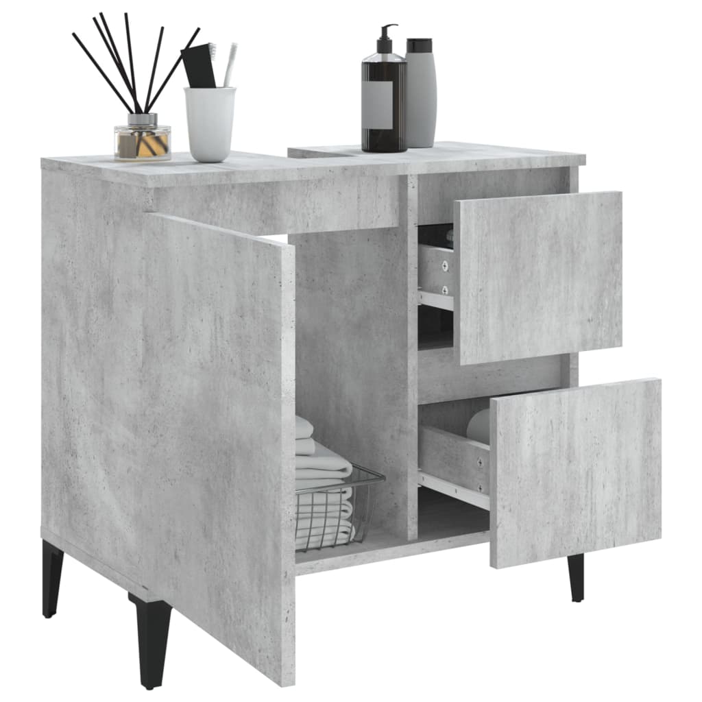 Bathroom Cabinet Concrete Grey 65x33x60 cm Engineered Wood