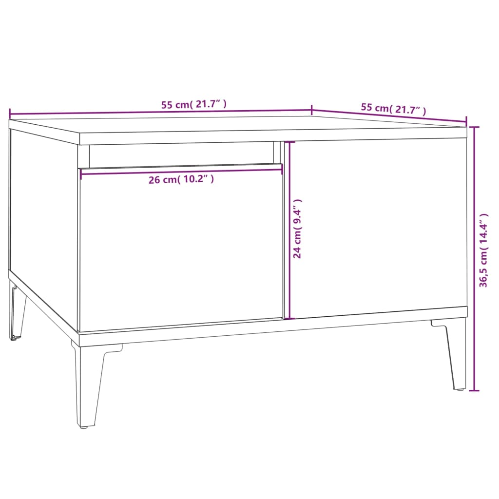 Coffee Table Brown Oak 55x55x36.5 cm Engineered Wood