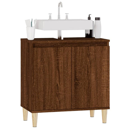 Sink Cabinet Brown Oak 58x33x60 cm Engineered Wood