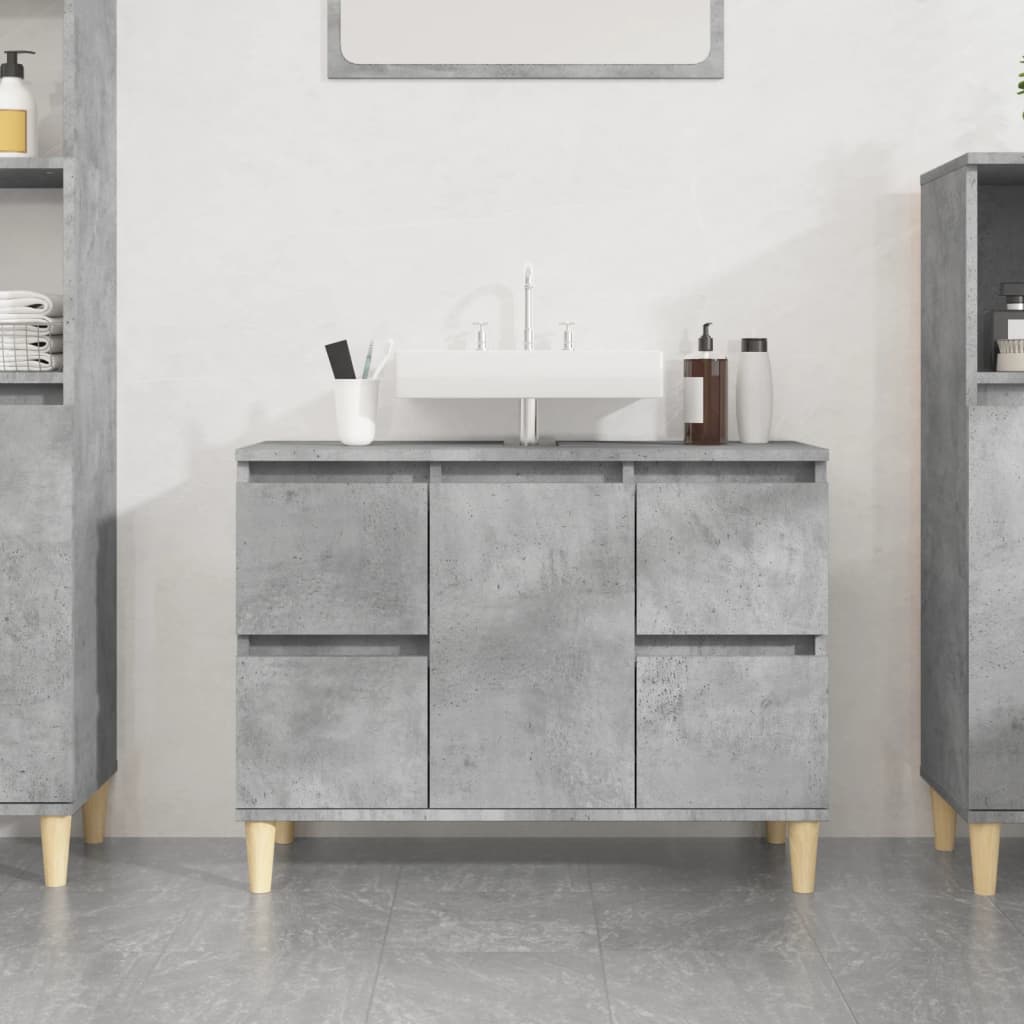 Sink Cabinet Concrete Grey 80x33x60 cm Engineered Wood