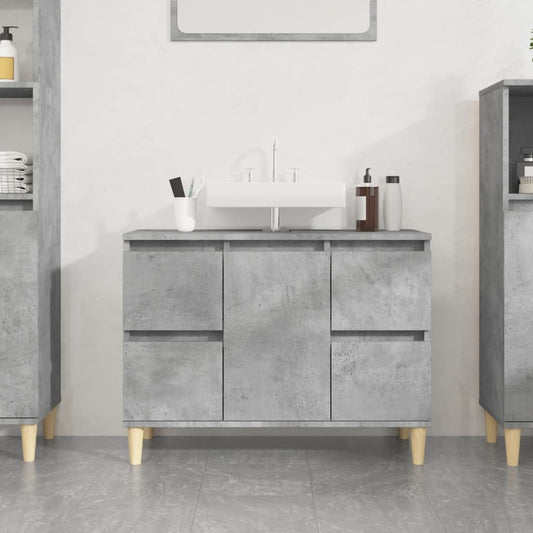 Sink Cabinet Concrete Grey 80x33x60 cm Engineered Wood