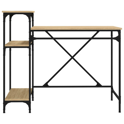 Desk with Shelves Sonoma Oak 105x50x90 cm Engineered Wood&Iron