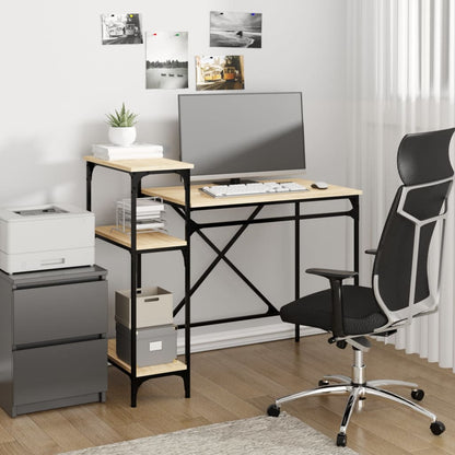 Desk with Shelves Sonoma Oak 105x50x90 cm Engineered Wood&Iron